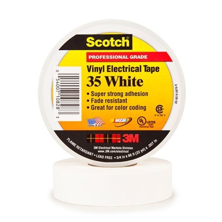 3M 3/4'' x 66' White 3M 35 Electrical Tape, 100PK BUY00012388